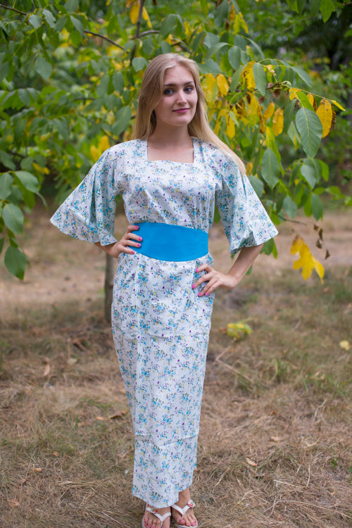 Light Blue Beauty, Belt and Beyond Style Caftan in Tiny Blossoms