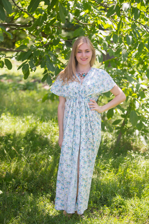 Light Blue Beach Days Style Caftan in Tiny Blossoms