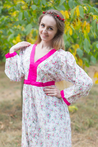 Pink My Peasant Dress Style Caftan in Tiny Blossoms Pattern