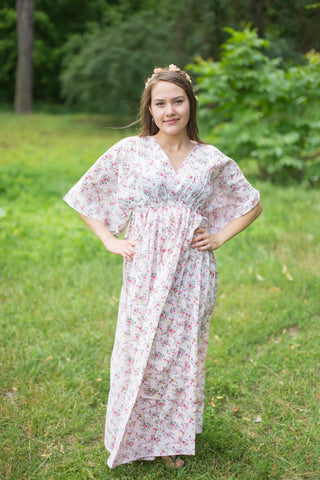 Pink I Wanna Fly Style Caftan in Tiny Blossoms Pattern