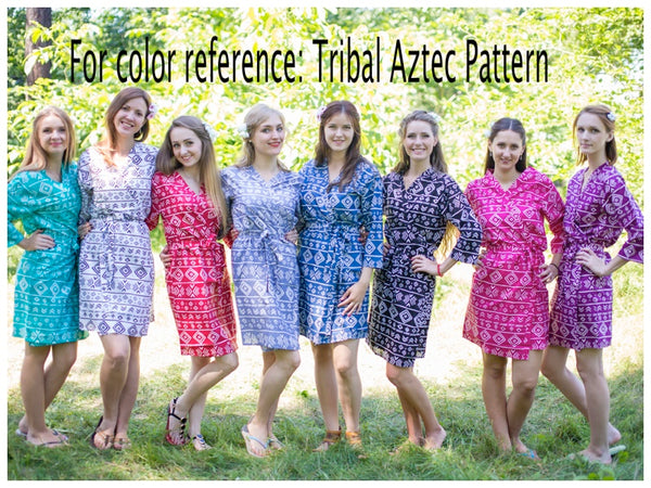 Dark Blue My Peasant Dress Style Caftan in Tribal Aztec Pattern