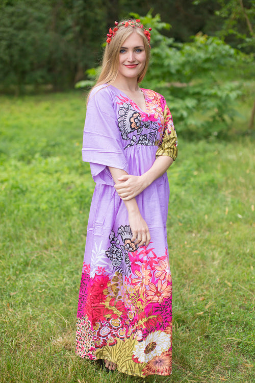 Lilac I Wanna Fly Style Caftan in Vibrant Foliage Pattern|Lilac I Wanna Fly Style Caftan in Vibrant Foliage Pattern|Vibrant Foliage