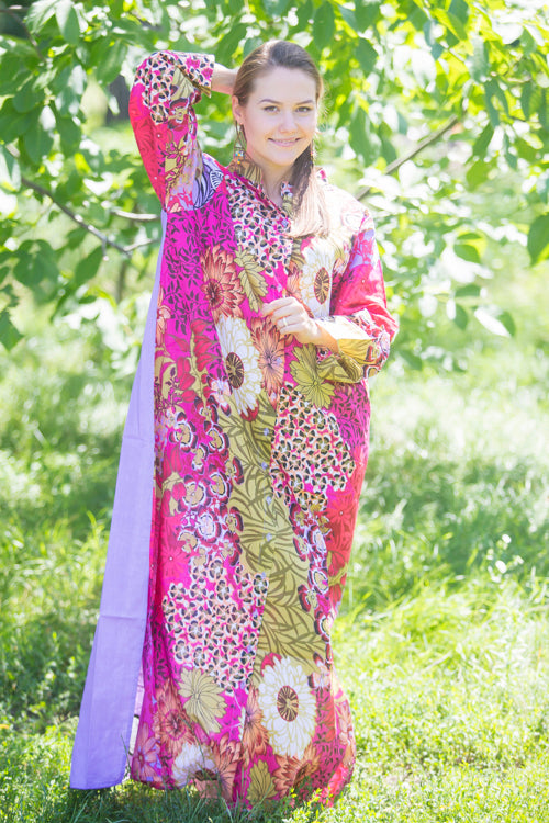 Lilac Charming Collars Style Caftan in Vibrant Foliage Pattern
