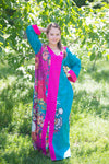 Teal The Glow-within Style Caftan in Vibrant Foliage Pattern