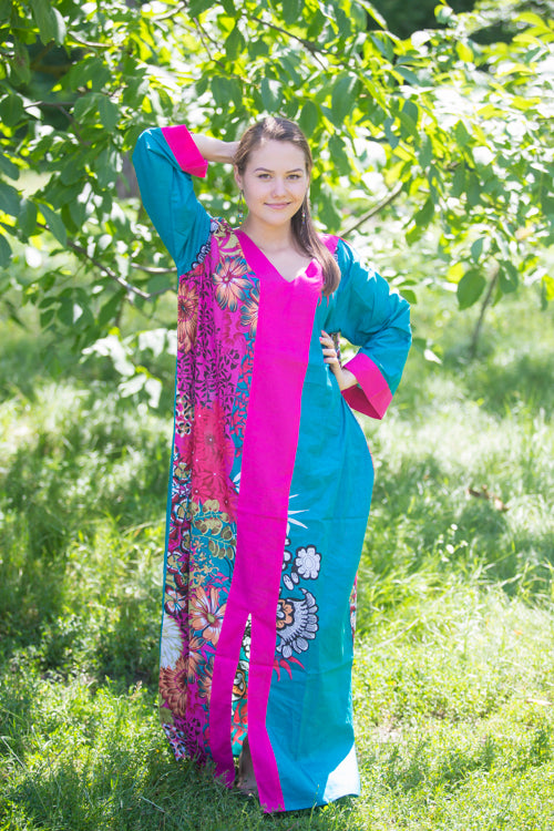 Teal The Glow-within Style Caftan in Vibrant Foliage Pattern|Teal The Glow-within Style Caftan in Vibrant Foliage Pattern|Vibrant Foliage