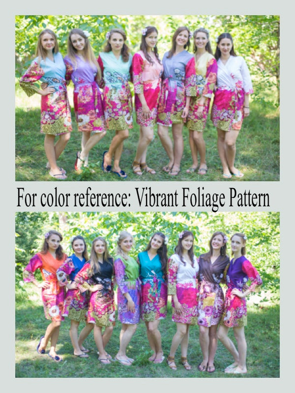 Light Blue Side Strings Sweet Style Caftan in Vibrant Foliage Pattern