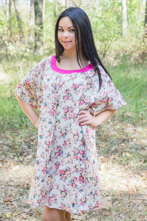 Cream Summer Celebration Style Caftan in Vintage Chic Floral Pattern | Laughing Cherries Cream Summer Celebration Style Caftan in Vintage Chic Floral Pattern | Laughing Cherries