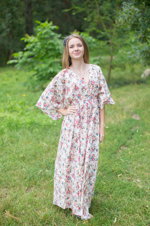 Ivory I Wanna Fly Style Caftan in Vintage Chic Floral Pattern
