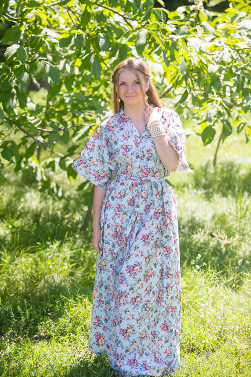 Light Blue Best of both the worlds Style Caftan in Vintage Chic Floral Pattern
