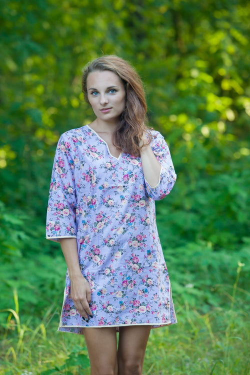 Lilac Sun and Sand Style Caftan in Vintage Chic Floral Pattern