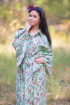Mint Oriental Delight Style Caftan in Vintage Chic Floral Pattern