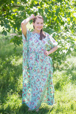 Mint Divinely Simple Style Caftan in Vintage Chic Floral Pattern