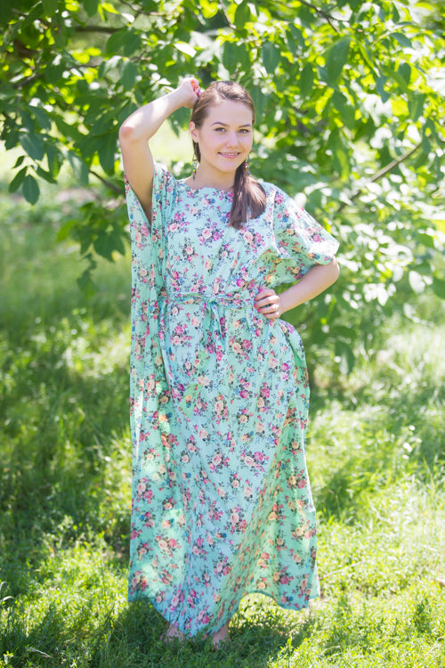 Mint Divinely Simple Style Caftan in Vintage Chic Floral Pattern