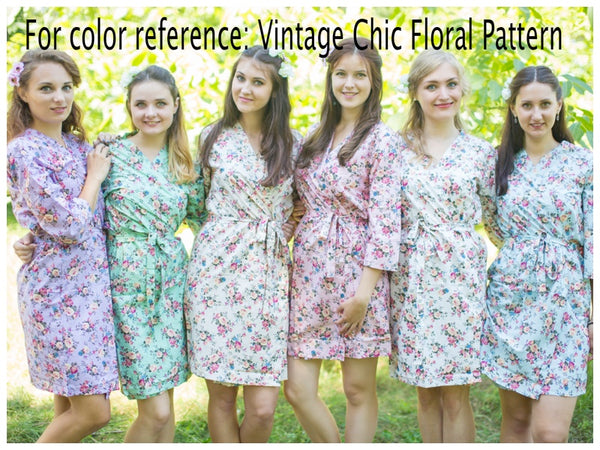 Mismatched Vintage Chic Floral Patterned Bridesmaids Robes in Soft Tones