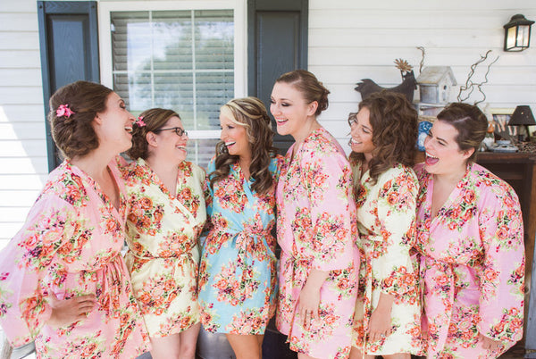 Mix Matched Bridesmaids Robes|Mix Matched Bridesmaids Robes|C series Collage|BRIGHT ROBES|PASTEL ROBES|SHALIMAR ROBES