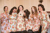 Mismatched Floral Posy Patterned Bridesmaids Robes in Soft Tones