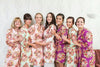 Mismatched Floral Posy Patterned Bridesmaids Robes in Soft Tones